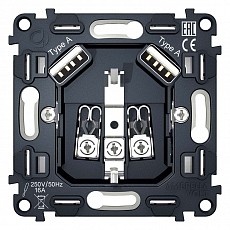 Механизм розетки с заземлением и 2хusb type a ambrella volt quant vm155